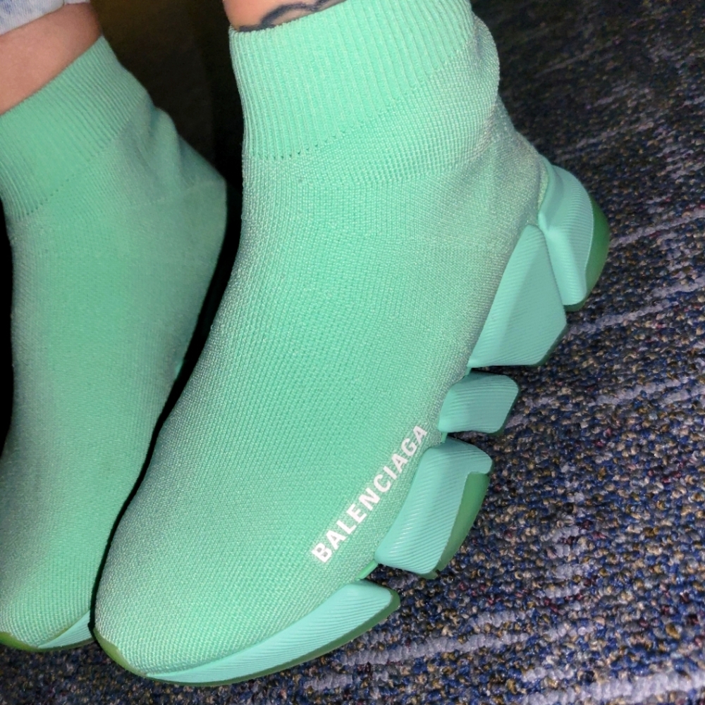 Balenciaga 2.0 Speed Trainers Shoes Mint Green Size 5 Women